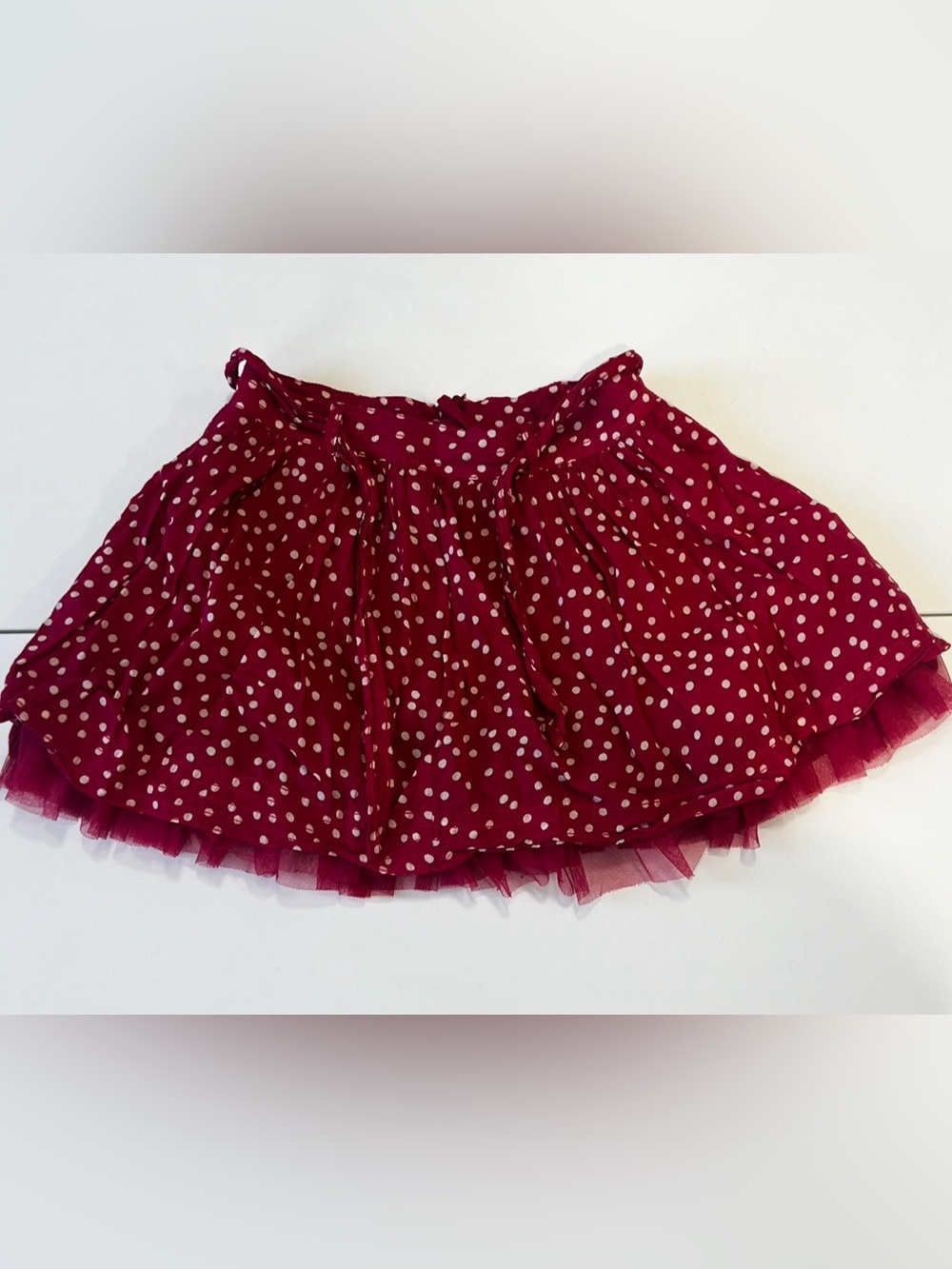 Gap Kids Red Polka Dot Skirt with Mesh Tulle Trim Size 10